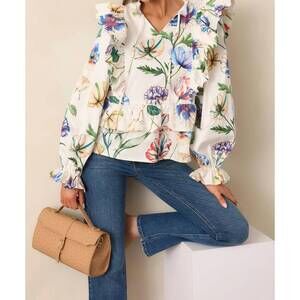 NEW PROSPERINA faye ruffle top in bloom